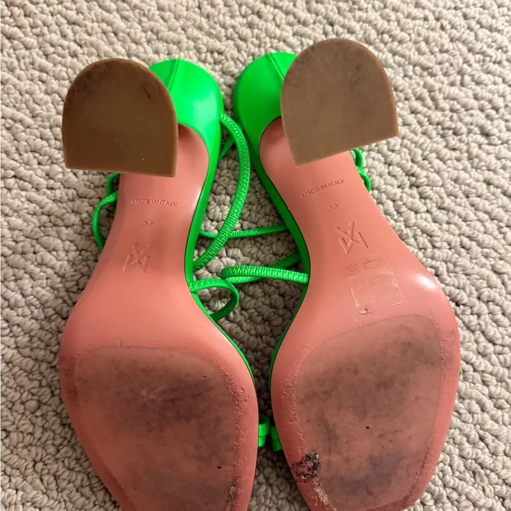 Authentic Amina Muaddi Neon Green Strappy Sandals - Picture 3 of 7